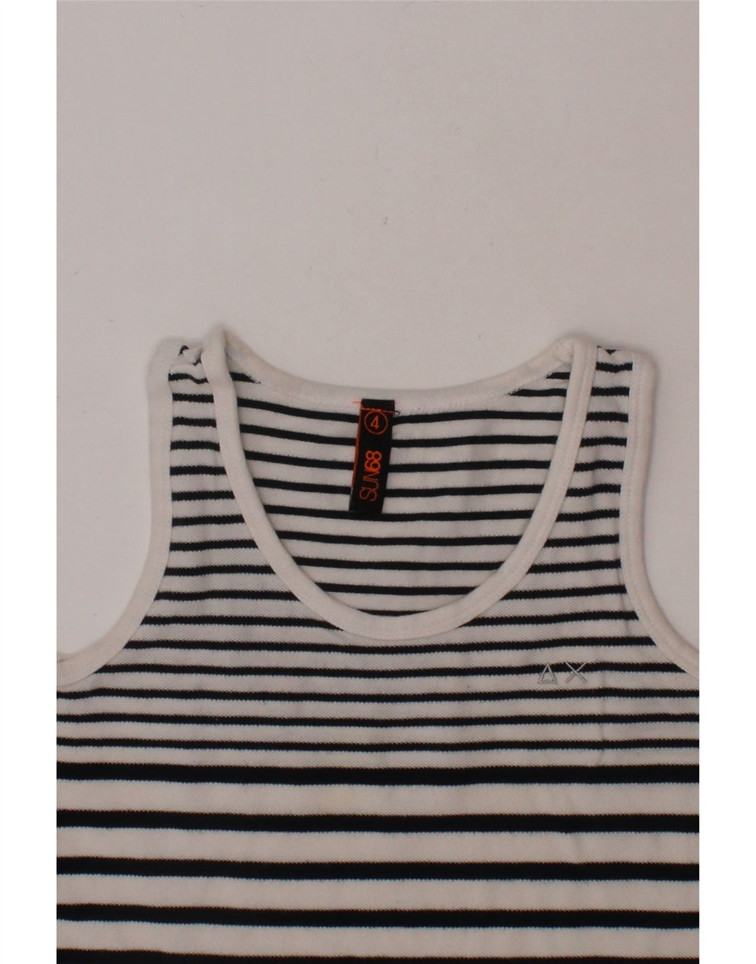 SUN68 Girls Vest Top 3-4 Years White Striped Cotton Vintage Sun68 and Second-Hand Sun68 from Messina Hembry 