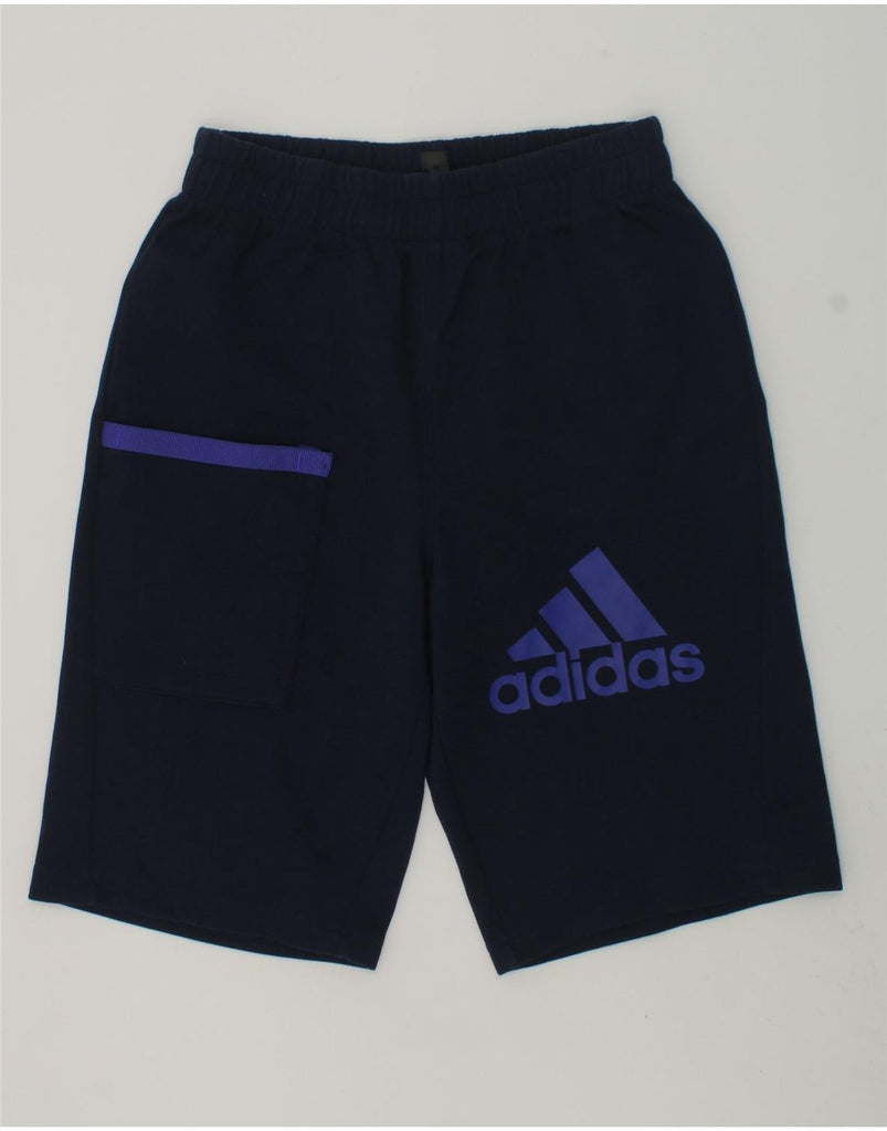 ADIDAS Boys Sport Shorts 9-10 Years Navy Blue Cotton | Vintage Adidas | Thrift | Second-Hand Adidas | Used Clothing | Messina Hembry 