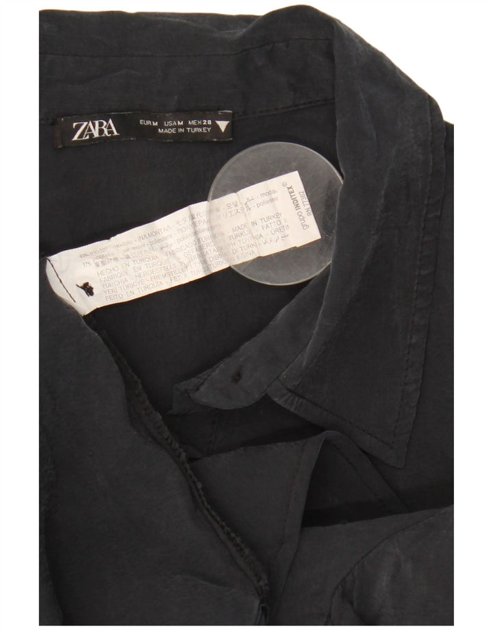 ZARA Womens Shirt Dress UK 14 Medium Black Modal