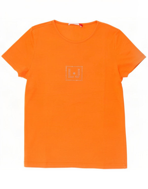 Liu Jo Womens Graphic T-Shirt Top IT 44 Medium Orange Cotton