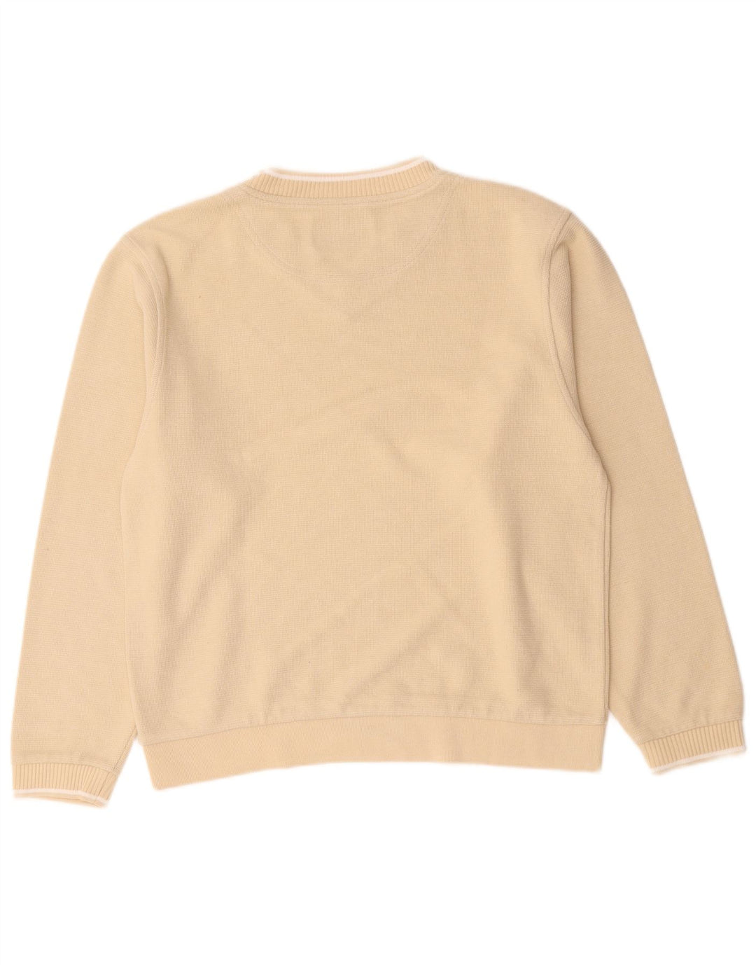 Champion Mens V-Neck Jumper Sweater Small Beige Cotton