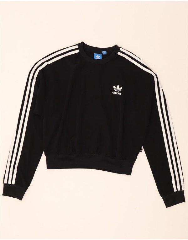 Adidas Womens Crop Oversized Sweatshirt Jumper UK 8 Small Black Polyester