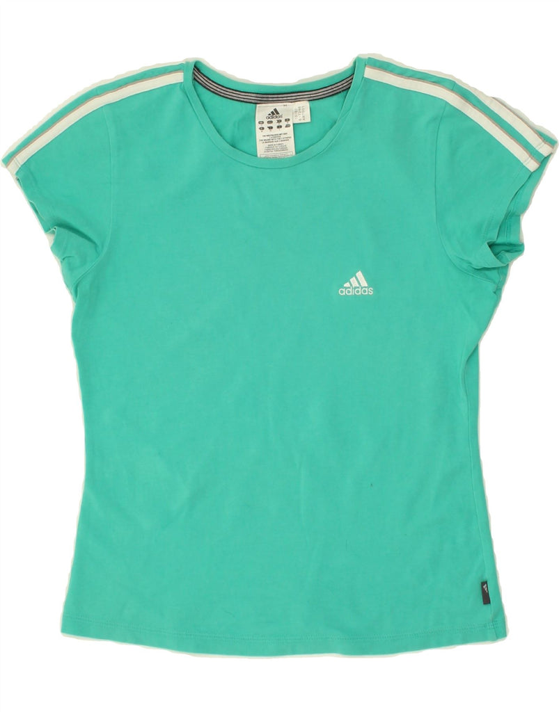 ADIDAS Womens Graphic T-Shirt Top UK 12 Medium Green Cotton Vintage Adidas and Second-Hand Adidas from Messina Hembry 