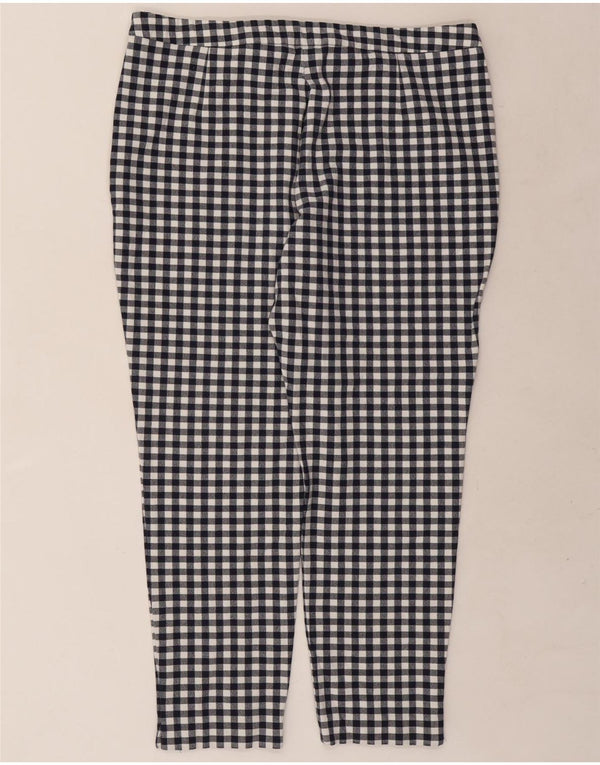Hobbs Womens Skinny Cropped Trousers UK 16 Large W34 L26 Navy Blue Gingham
