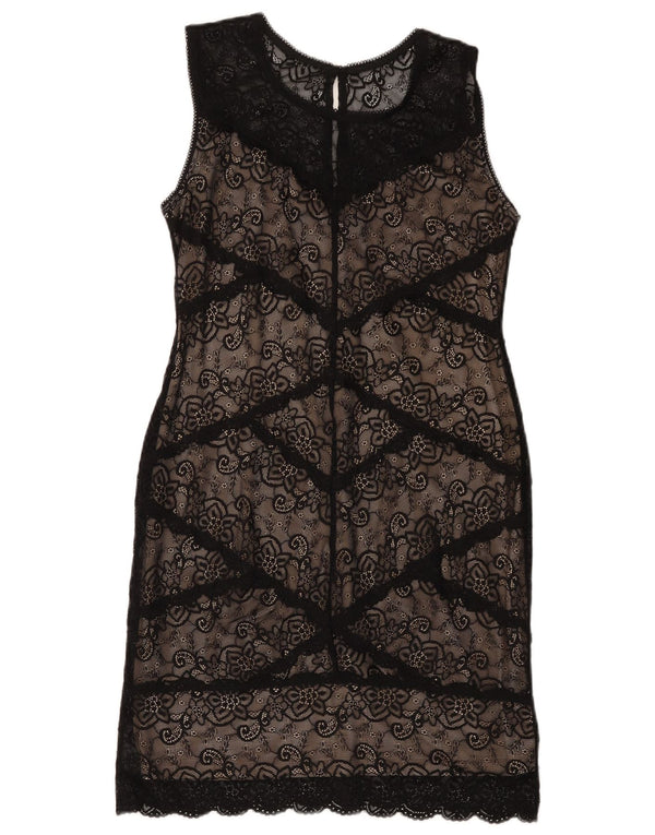 Oasis Womens Sleeveless Sheath Dress UK 14 Large Black Floral Polyamide