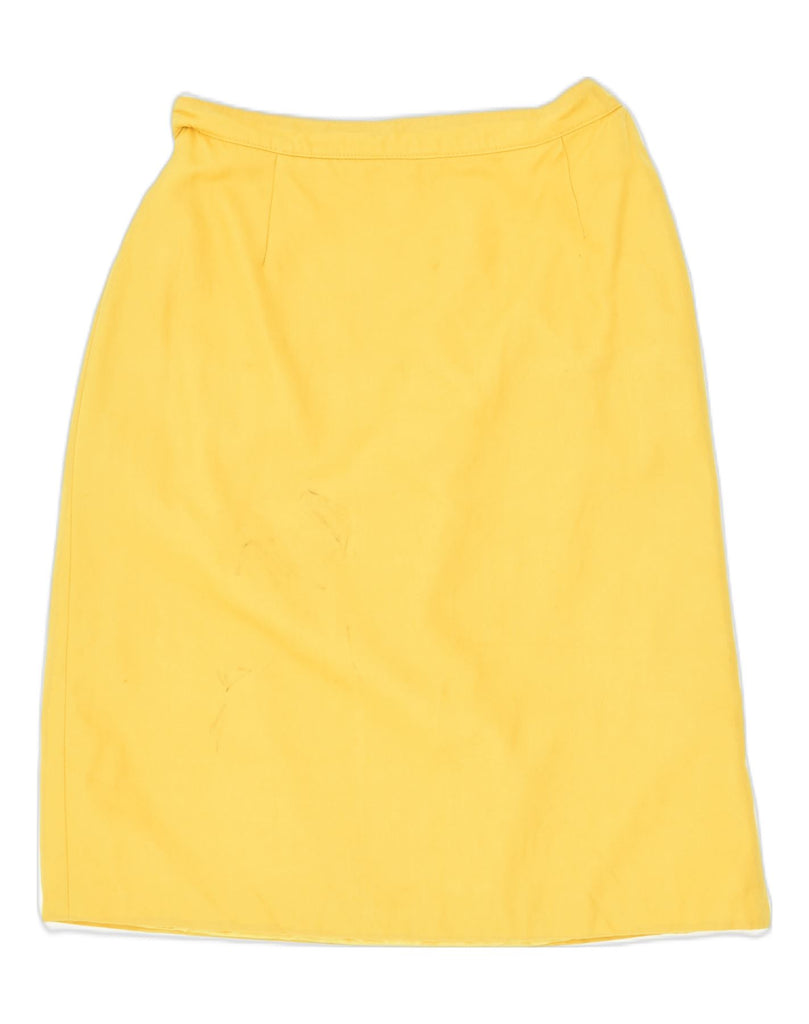 VINTAGE Womens A-Line Skirt W28 Medium Yellow Cotton | Vintage Vintage | Thrift | Second-Hand Vintage | Used Clothing | Messina Hembry 