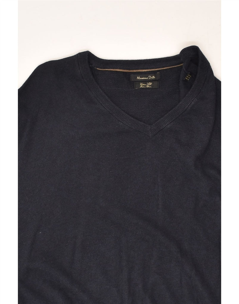 MASSIMO DUTTI Mens V-Neck Jumper Sweater XL Black Cotton | Vintage Massimo Dutti | Thrift | Second-Hand Massimo Dutti | Used Clothing | Messina Hembry 