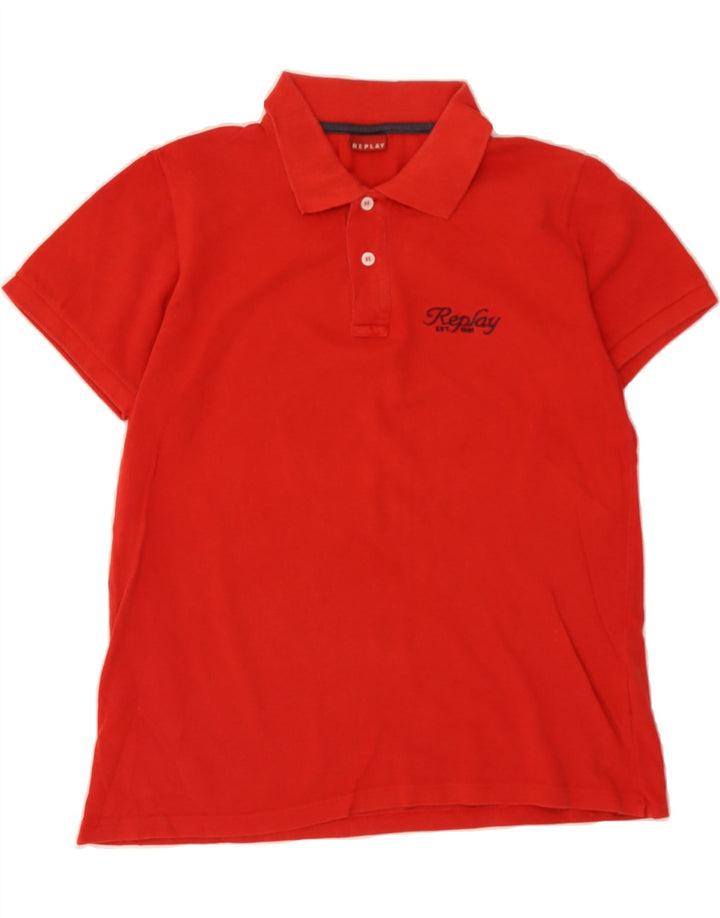 REPLAY Boys Polo Shirt 15-16 Years Large Red Cotton Vintage Replay and Second-Hand Replay from Messina Hembry 