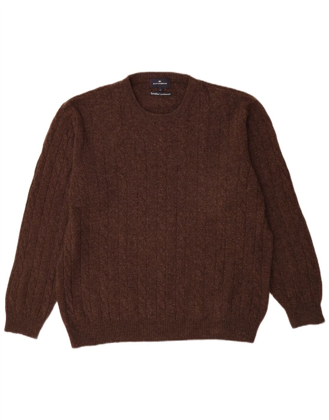 Marks & Spencer Mens Blue Harbour Crew Neck Jumper Sweater Large Brown