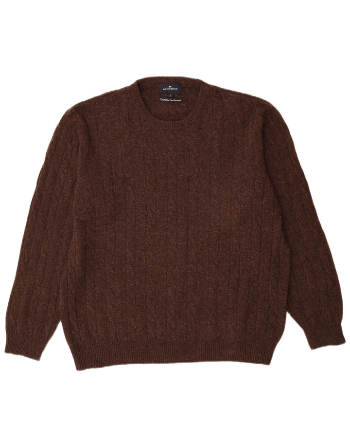 Marks & Spencer Mens Blue Harbour Crew Neck Jumper Sweater Large Brown