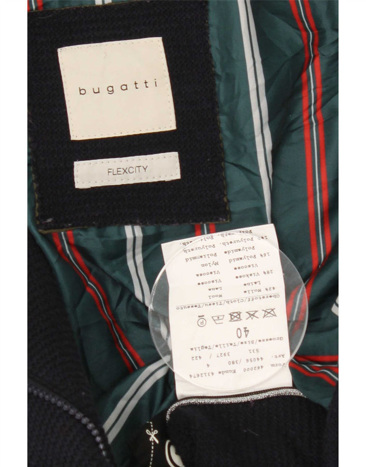 Bugatti Womens Hooded Windbreaker Coat EU 40 Medium Navy Blue Wool