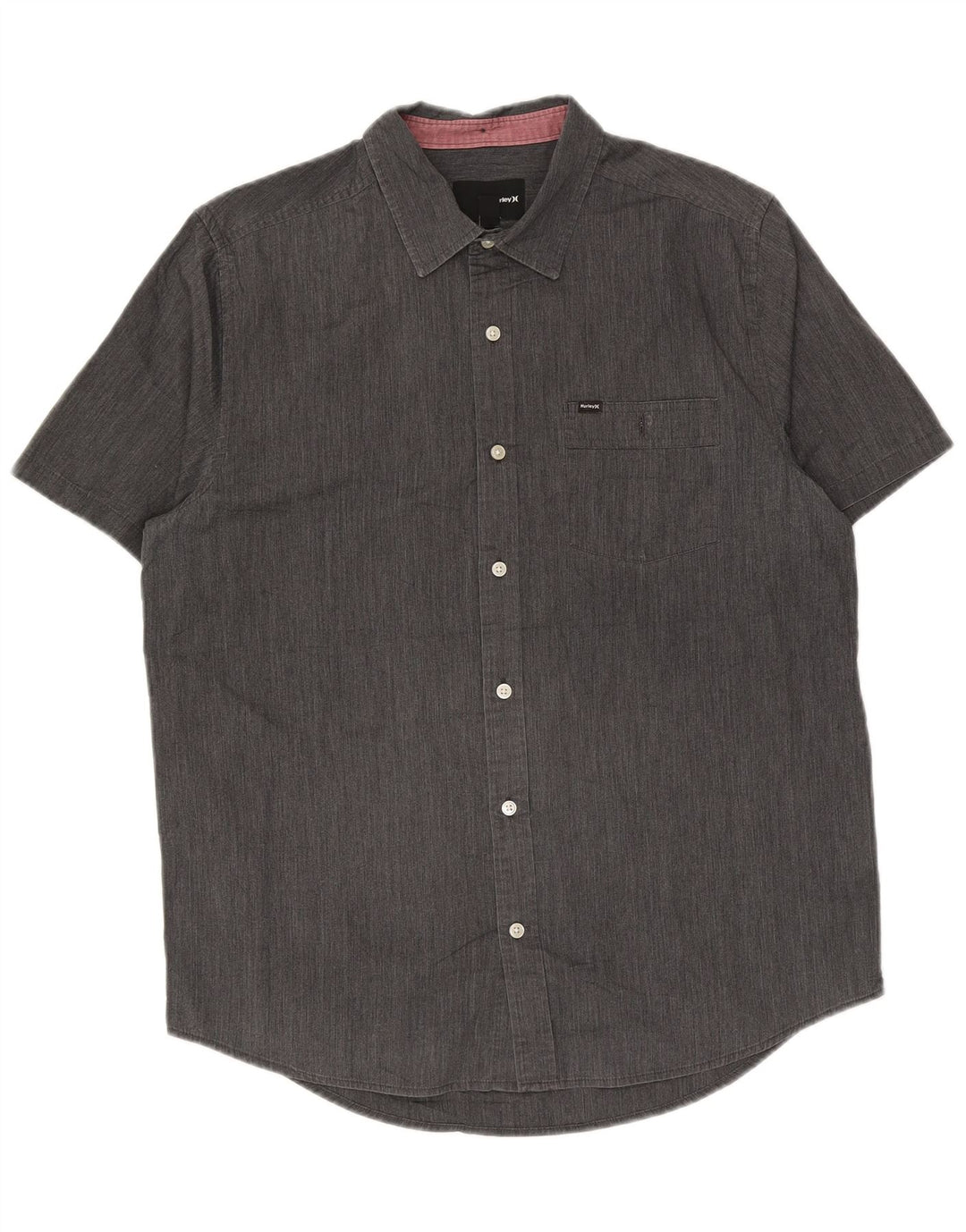 Hurley Mens Short Sleeve Shirt Large Grey Cotton
