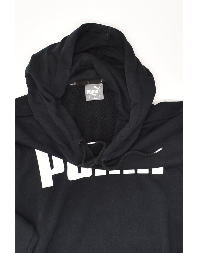 PUMA Mens Graphic Hoodie Jumper Medium Black Cotton | Vintage Puma | Thrift | Second-Hand Puma | Used Clothing | Messina Hembry 