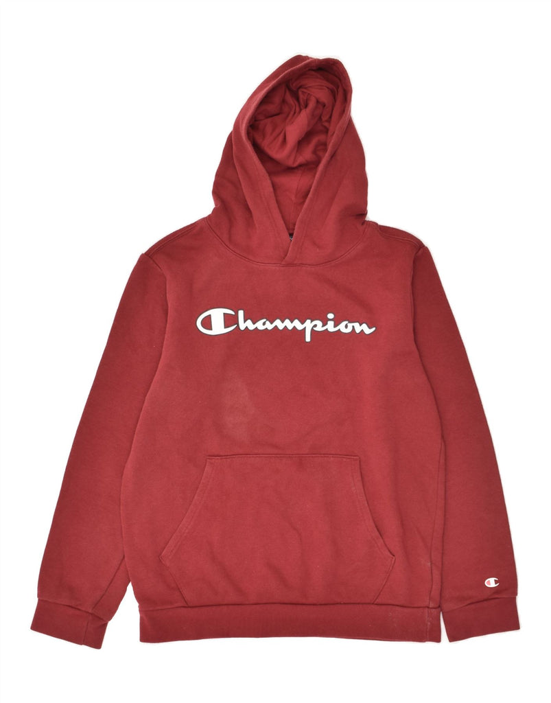 CHAMPION Boys Graphic Hoodie Jumper 13-14 Years XL  Maroon Cotton | Vintage Champion | Thrift | Second-Hand Champion | Used Clothing | Messina Hembry 