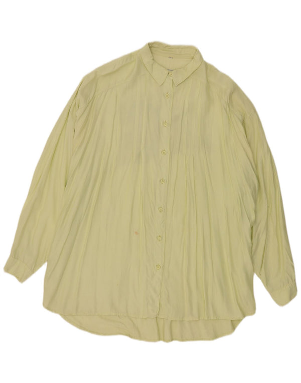 Vintage Womens Oversized Graphic Longline Shirt Blouse UK 16 Large Yellow