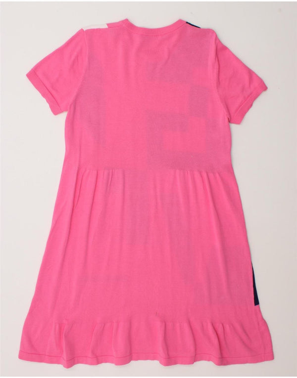 Moschino Womens Graphic Jumper Dress UK 16 Large Pink Colourblock