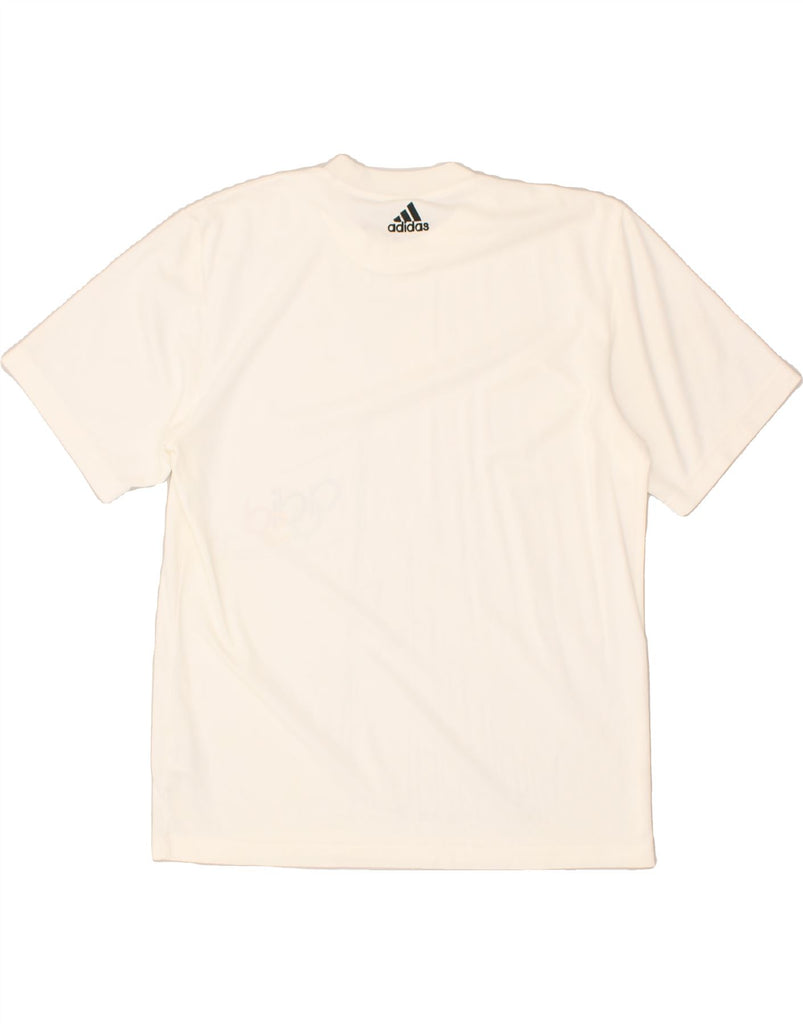 ADIDAS Mens Graphic T-Shirt Top Medium Off White Polyester | Vintage Adidas | Thrift | Second-Hand Adidas | Used Clothing | Messina Hembry 