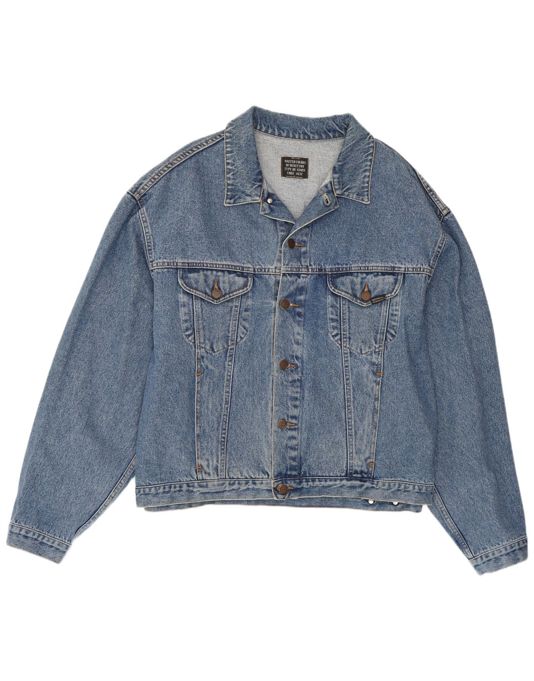 Benetton Mens Denim Jacket IT 54 2XL Blue Cotton