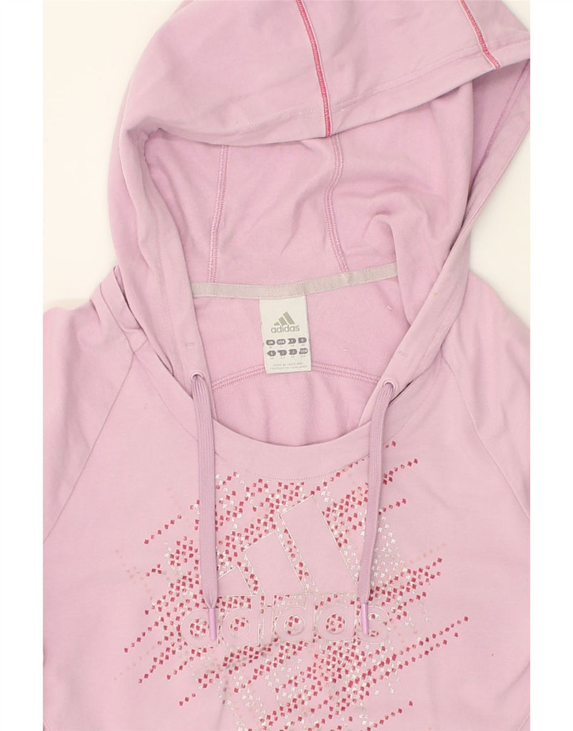 ADIDAS Womens Graphic Hoodie Jumper UK 10 Small Pink Cotton | Vintage Adidas | Thrift | Second-Hand Adidas | Used Clothing | Messina Hembry 