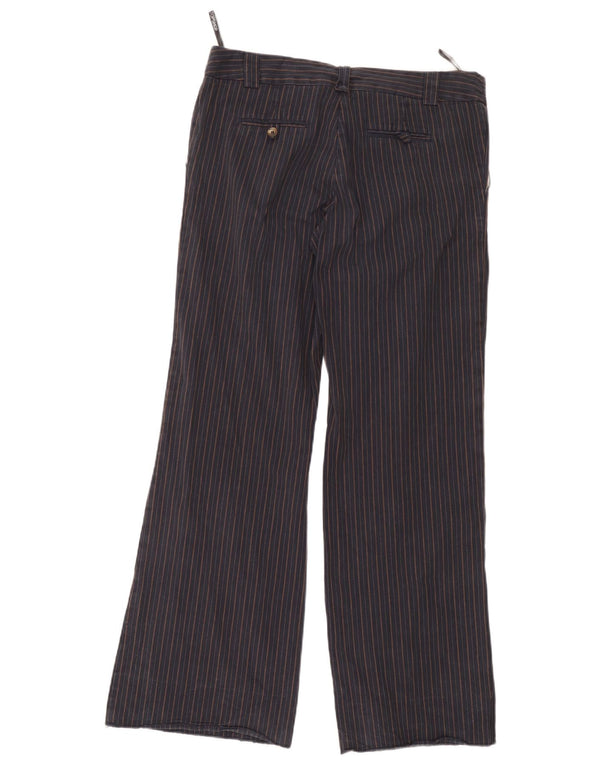 Topshop Womens Wide Leg Suit Trousers UK 14 Large W34 L30 Navy Blue Striped