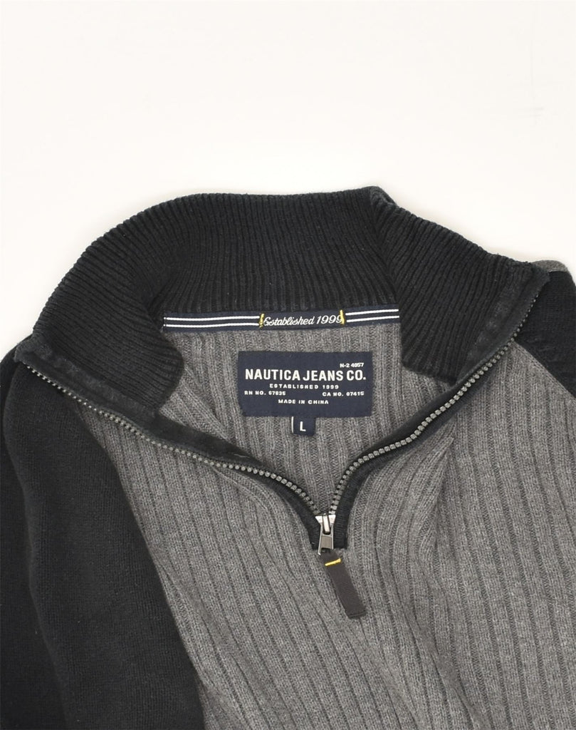 NAUTICA Mens Zip Neck Jumper Sweater Large Grey Cotton | Vintage Nautica | Thrift | Second-Hand Nautica | Used Clothing | Messina Hembry 