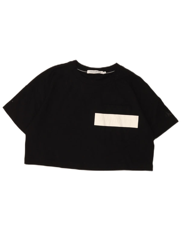 CALVIN KLEIN JEANS Womens Oversized Graphic T-Shirt Top UK 6 XS Black