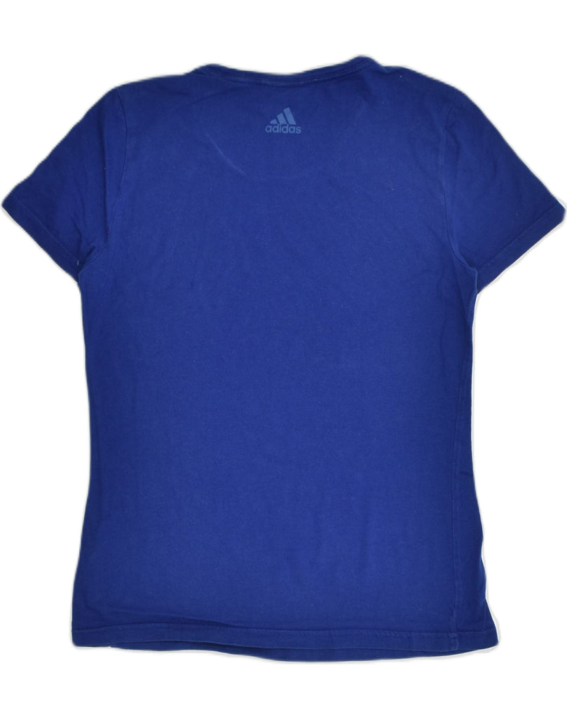 ADIDAS Womens Graphic T-Shirt Top UK 12 Medium Navy Blue Cotton | Vintage Adidas | Thrift | Second-Hand Adidas | Used Clothing | Messina Hembry 