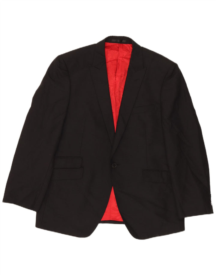 Marks & Spencer Mens 1 Button Blazer Jacket UK 42 XL Black Wool