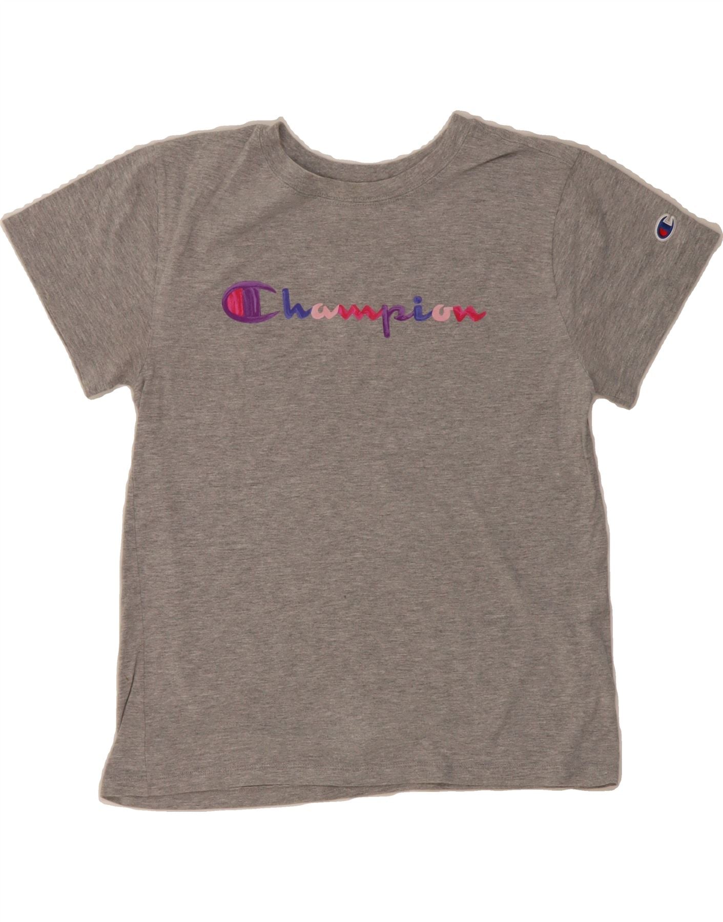 CHAMPION Womens Graphic T-Shirt Top UK 10 Small Grey Cotton