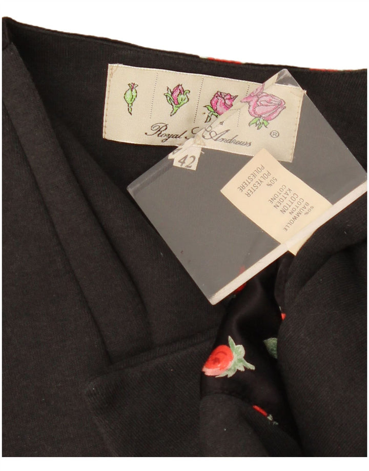 Vintage Womens Waistcoat IT 44 Medium Grey Floral Cotton