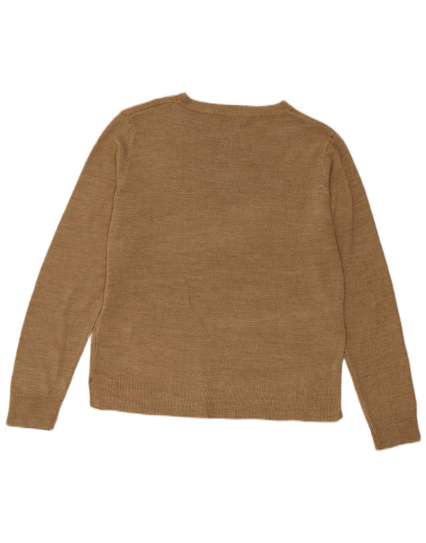 Marks & Spencer Womens Boat Neck Jumper Sweater UK 12 Medium Beige Acrylic