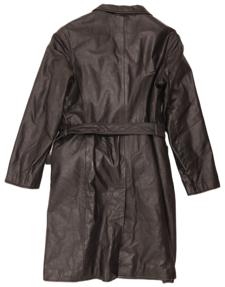 Vintage Womens Leather Coat IT 48 XL Black