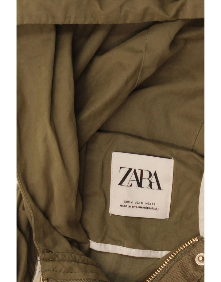 Zara Womens Hooded Oversized Bomber Jacket UK 14 Medium Khaki