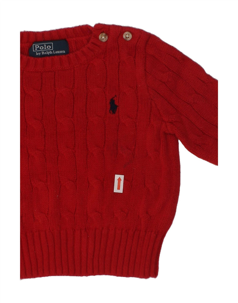 POLO RALPH LAUREN Baby Boys Crew Neck Jumper Sweater 6-9 Months Red Cotton | Vintage Polo Ralph Lauren | Thrift | Second-Hand Polo Ralph Lauren | Used Clothing | Messina Hembry 