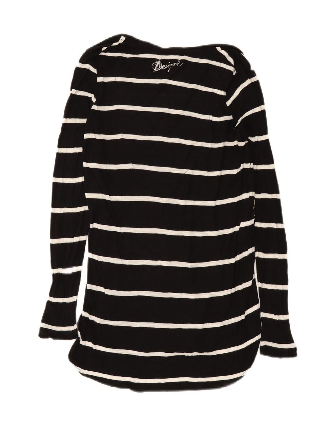 Desigual Womens Graphic Long Sleeve Tunic Top UK 12 Medium Black Striped
