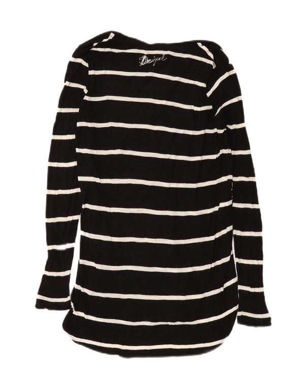 Desigual Womens Graphic Long Sleeve Tunic Top UK 12 Medium Black Striped