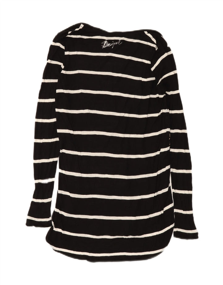 Desigual Womens Graphic Long Sleeve Tunic Top UK 12 Medium Black Striped