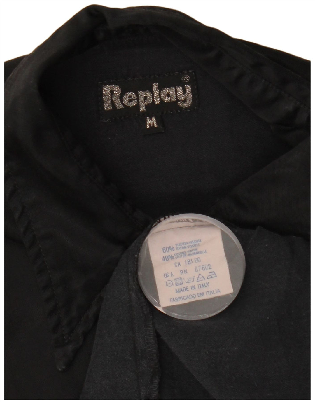 REPLAY Womens Shirt UK 14 Medium Black Viscose