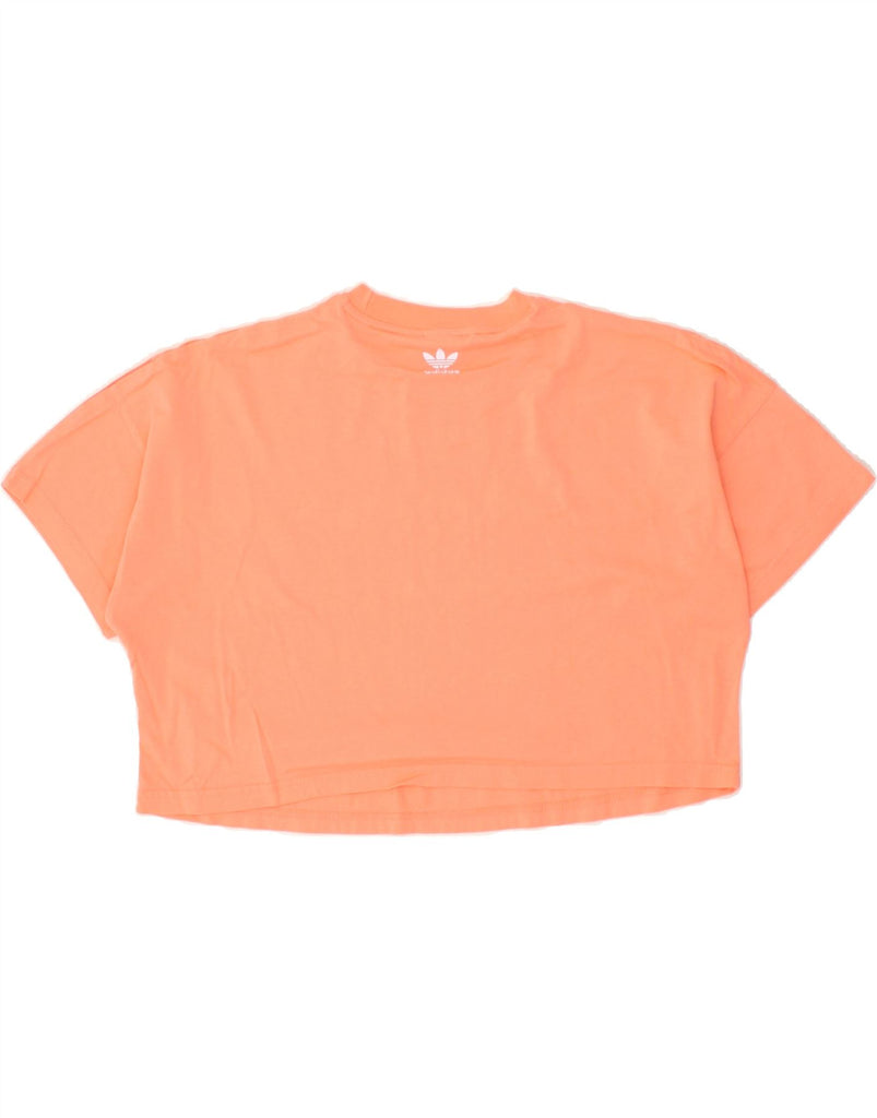 ADIDAS Womens Oversized Crop Graphic T-Shirt Top UK 6 XS Orange | Vintage Adidas | Thrift | Second-Hand Adidas | Used Clothing | Messina Hembry 