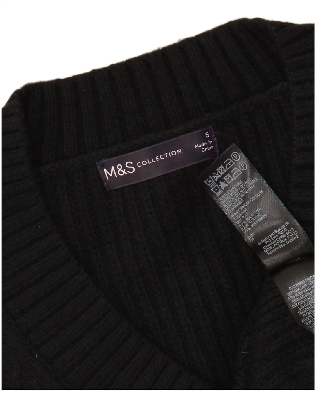 Marks & Spencer Mens Vest Tank Top Small Black Acrylic