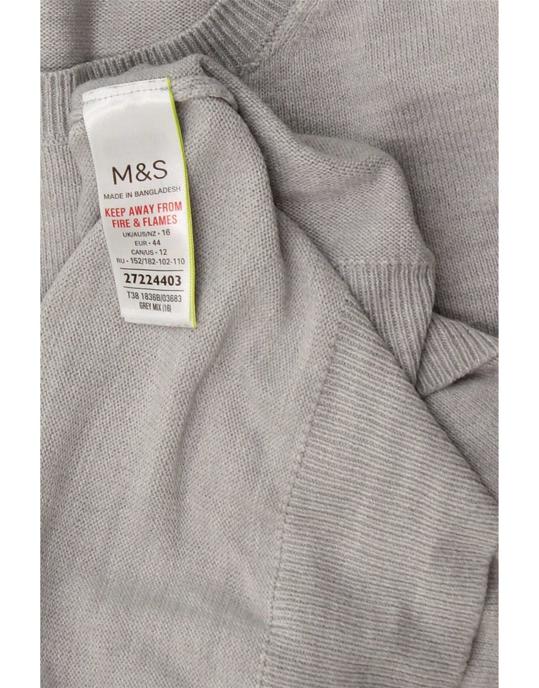 Marks & Spencer Womens Crew Neck Jumper Sweater UK 16 Large Grey