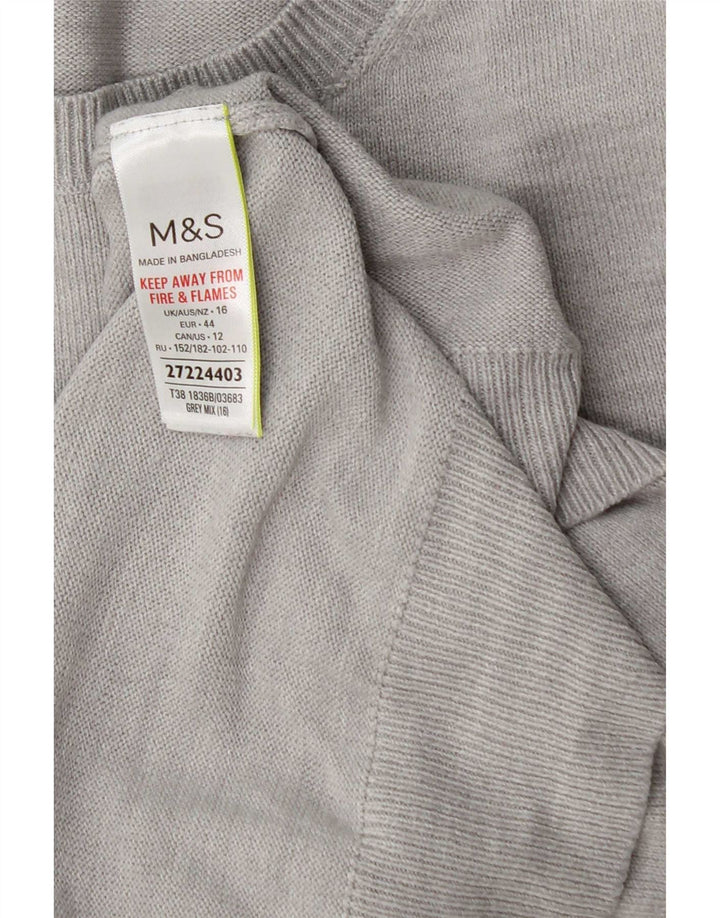 Marks & Spencer Womens Crew Neck Jumper Sweater UK 16 Large Grey