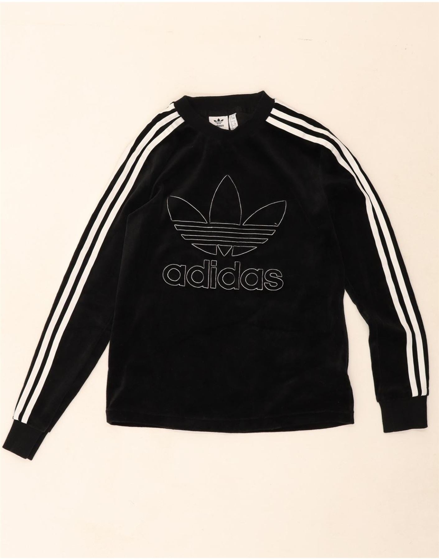ADIDAS grafische damessweater trui UK klein zwart katoen
