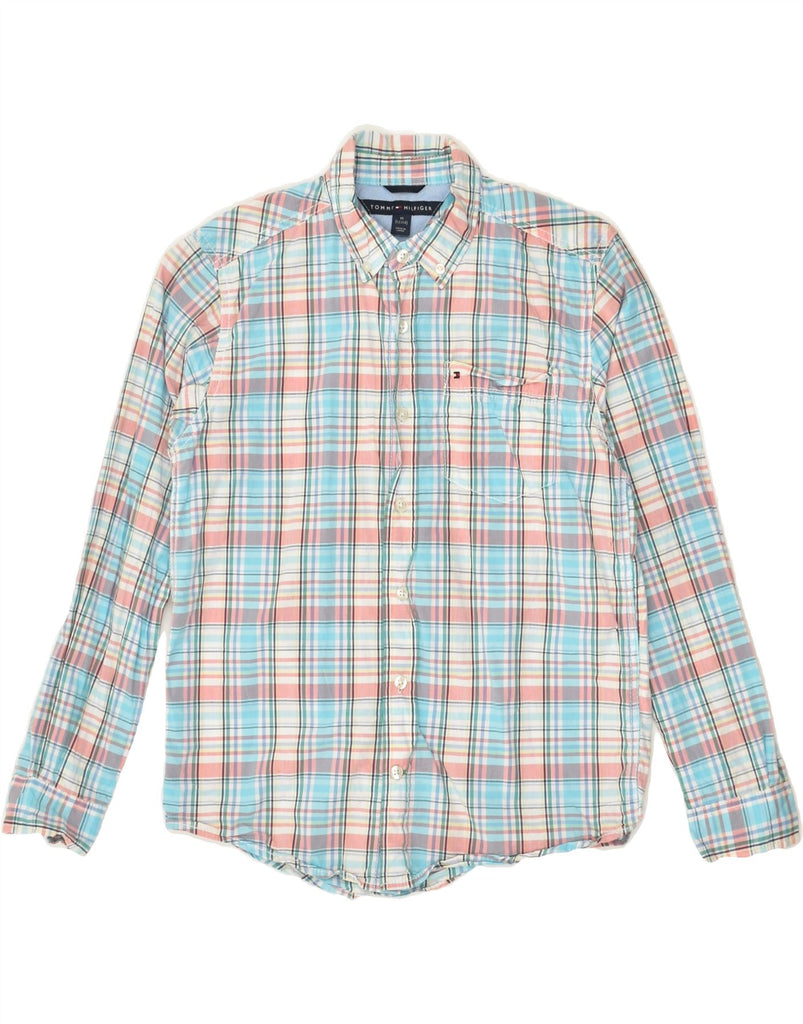 TOMMY HILFIGER Boys Shirt 12-13 Years Medium  Blue Check Cotton | Vintage Tommy Hilfiger | Thrift | Second-Hand Tommy Hilfiger | Used Clothing | Messina Hembry 