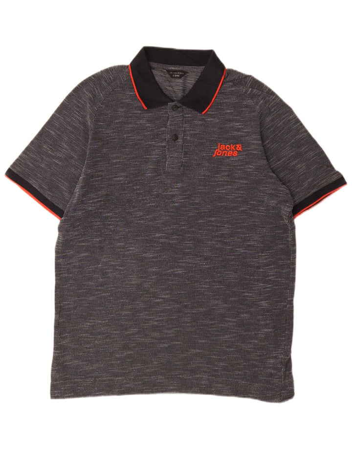 Jack & Jones Mens Polo Shirt Large Grey Flecked Cotton