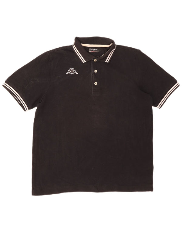 Kappa Mens Polo Shirt Medium Black Striped Cotton