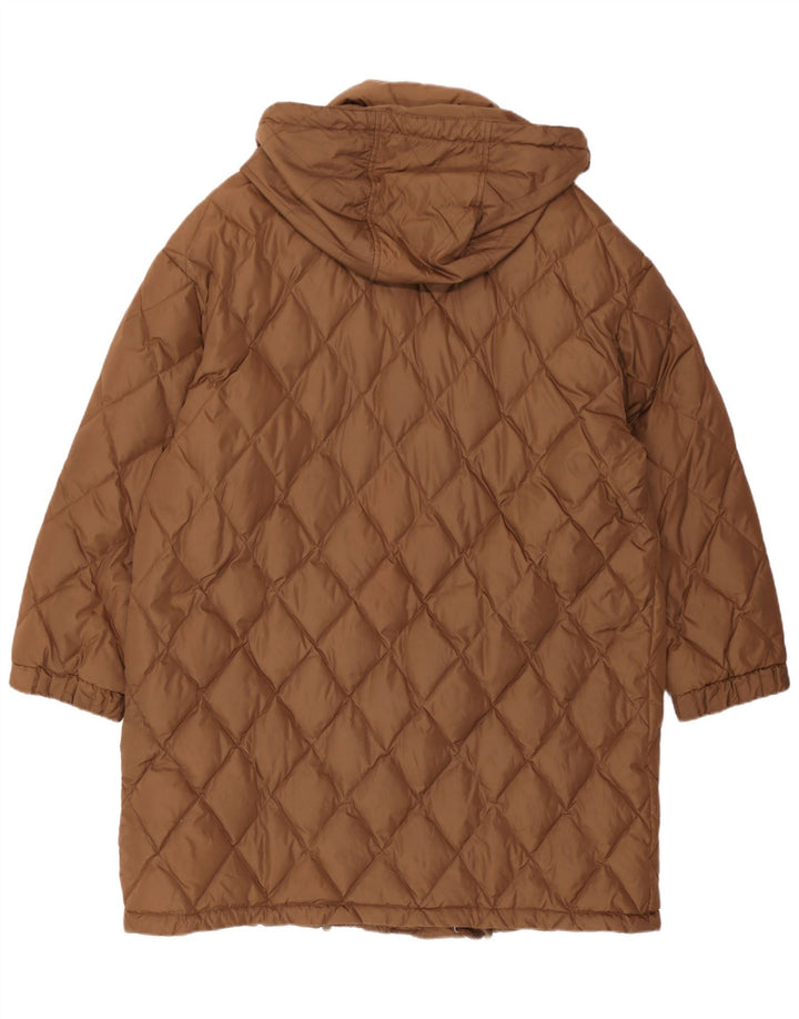 Fila Womens Hooded Quilted Overcoat IT 48 XL Brown Polyamide
