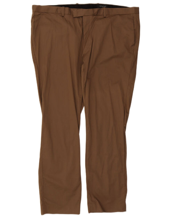 Marks & Spencer Mens Autograph Slim Suit Trousers W44 L31 Beige Cotton