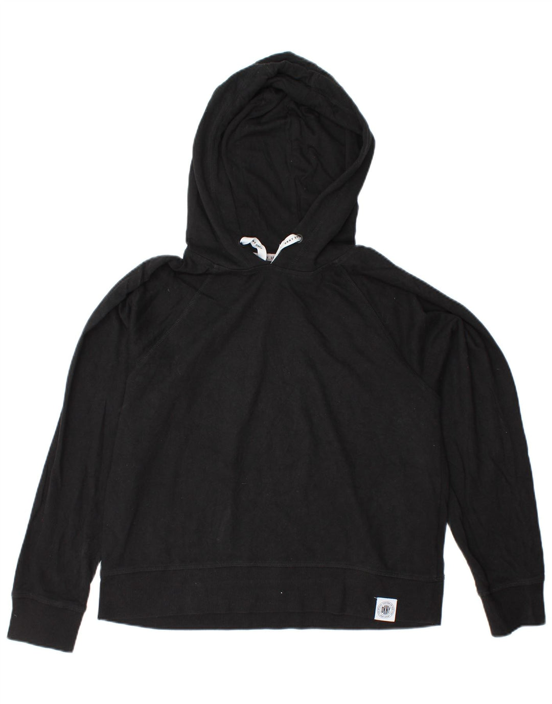 DKNY Womens Hoodie Jumper UK 14 Medium Black Cotton