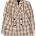 Zara Mens Double Breasted Blazer Jacket UK 38 Medium Beige Check Acetate